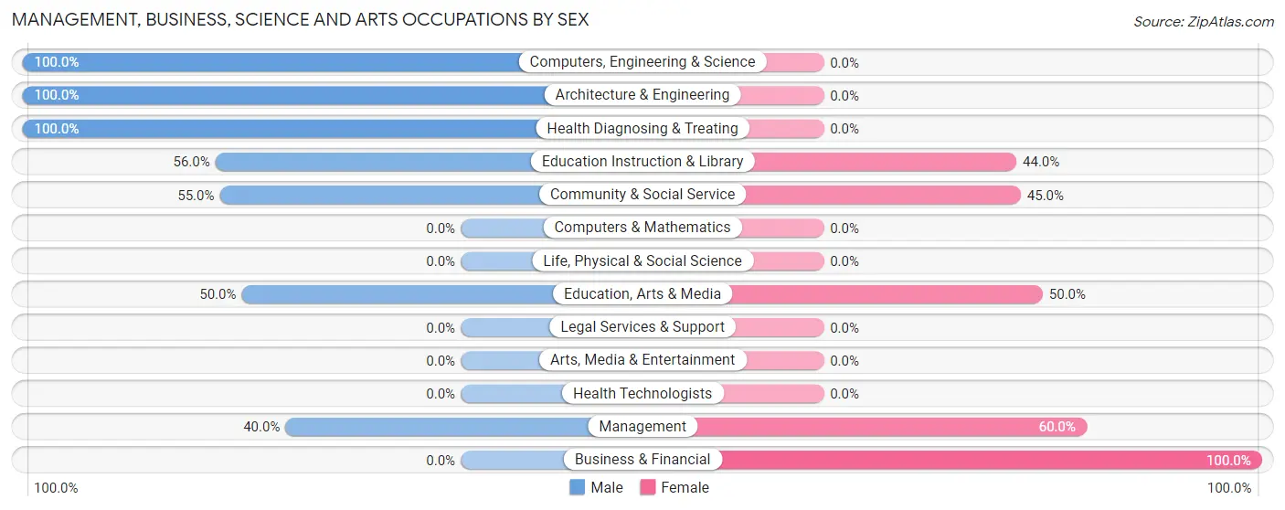 Management, Business, Science and Arts Occupations by Sex in Bylas