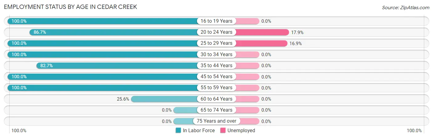 Employment Status by Age in Cedar Creek