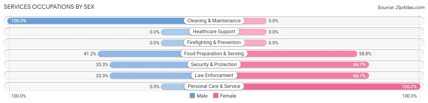 Services Occupations by Sex in Hayden