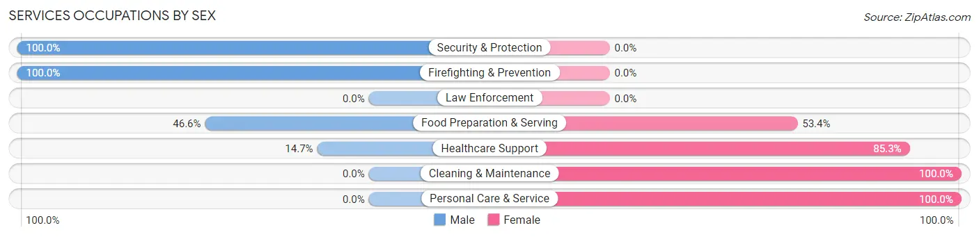 Services Occupations by Sex in Kayenta