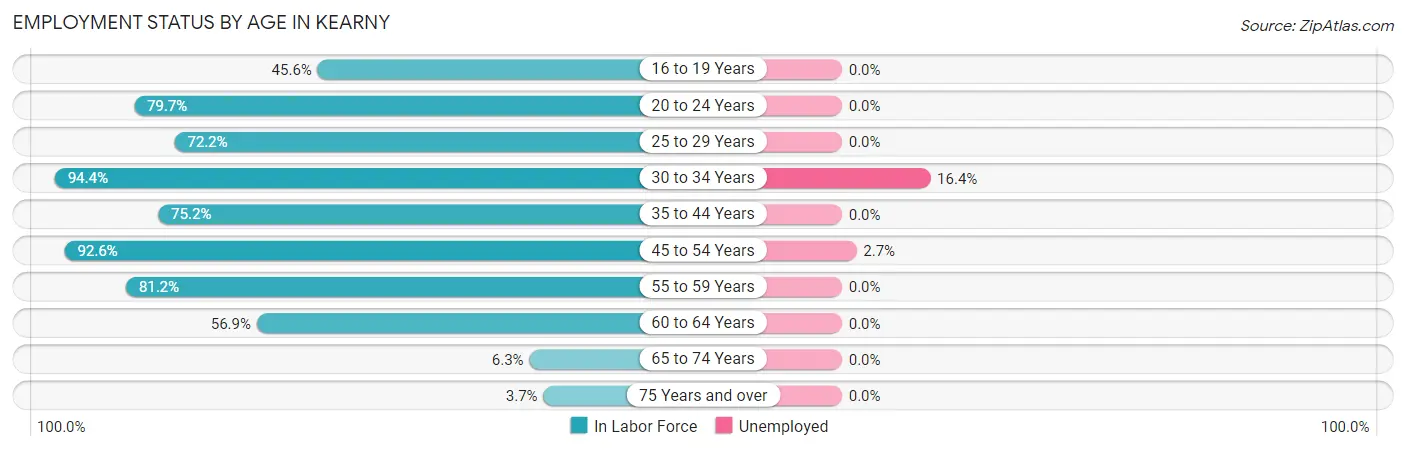 Employment Status by Age in Kearny