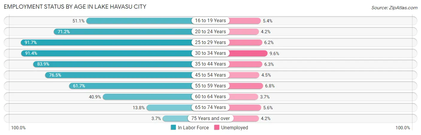 Employment Status by Age in Lake Havasu City
