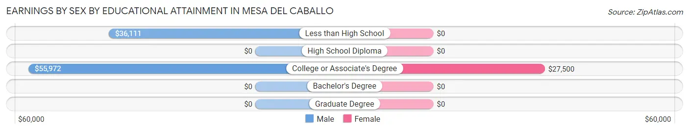 Earnings by Sex by Educational Attainment in Mesa del Caballo