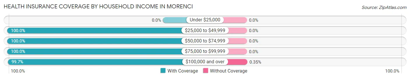 Health Insurance Coverage by Household Income in Morenci