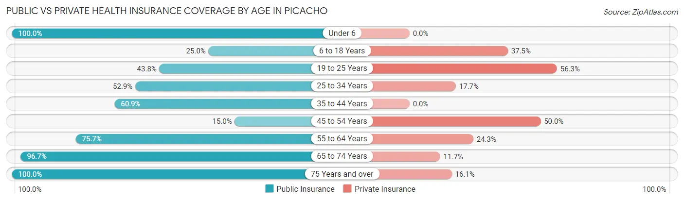 Public vs Private Health Insurance Coverage by Age in Picacho