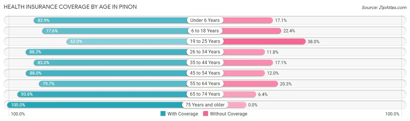 Health Insurance Coverage by Age in Pinon