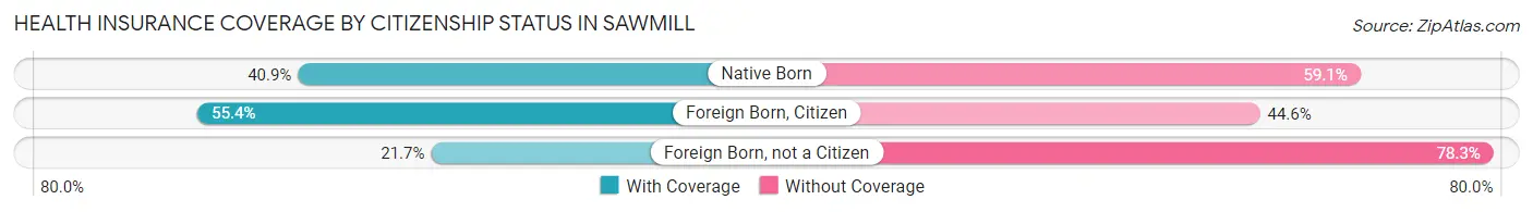 Health Insurance Coverage by Citizenship Status in Sawmill