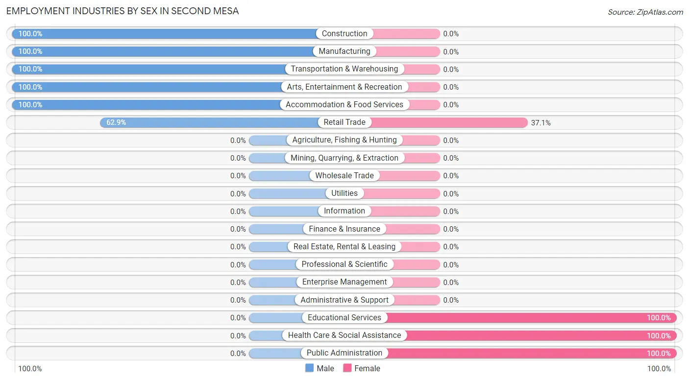 Employment Industries by Sex in Second Mesa