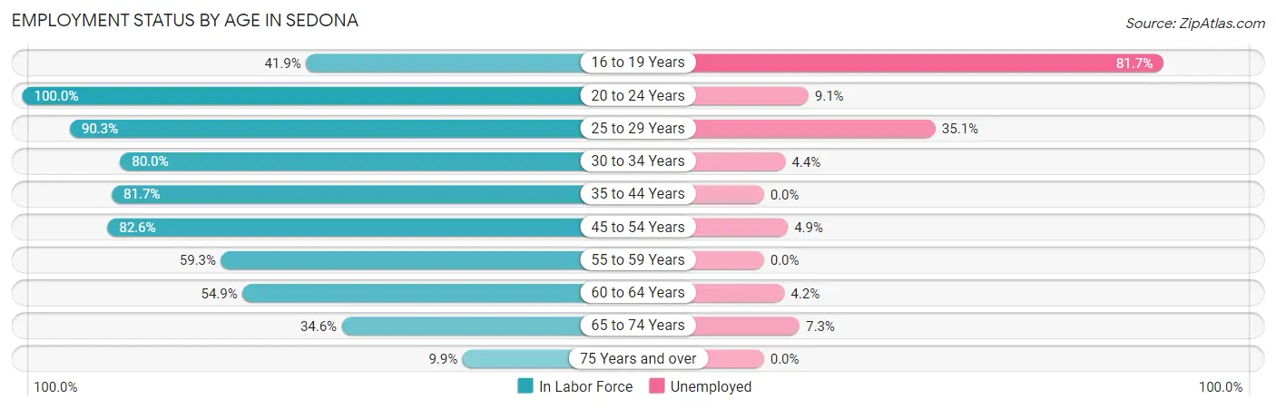 Employment Status by Age in Sedona