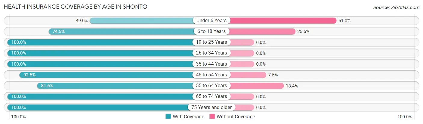 Health Insurance Coverage by Age in Shonto