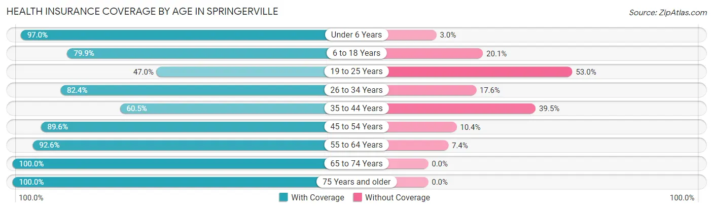 Health Insurance Coverage by Age in Springerville
