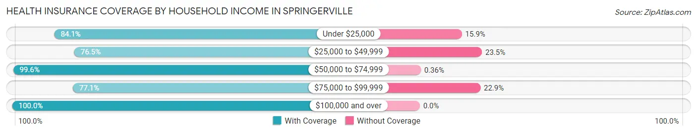 Health Insurance Coverage by Household Income in Springerville