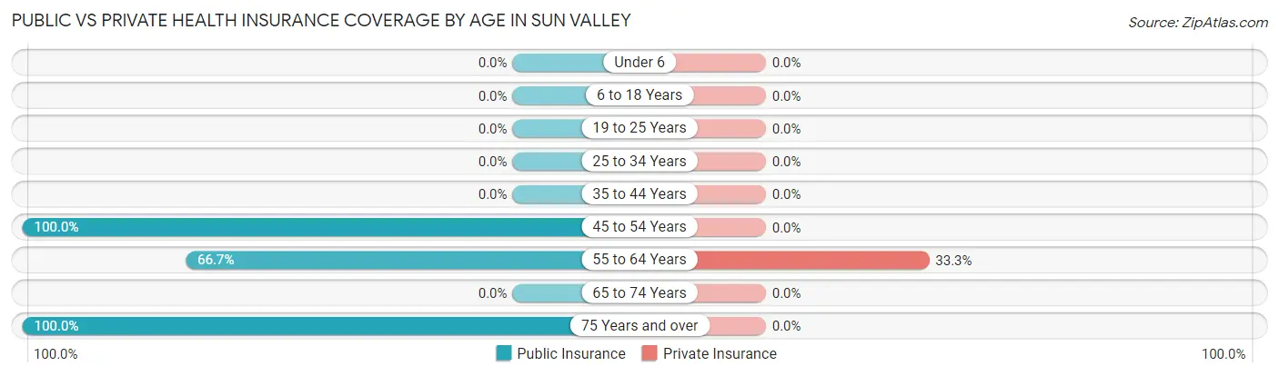 Public vs Private Health Insurance Coverage by Age in Sun Valley