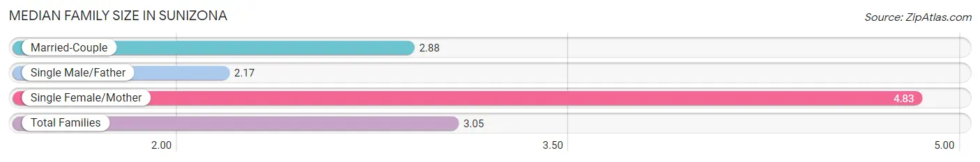 Median Family Size in Sunizona