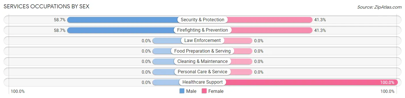 Services Occupations by Sex in Tonto Basin