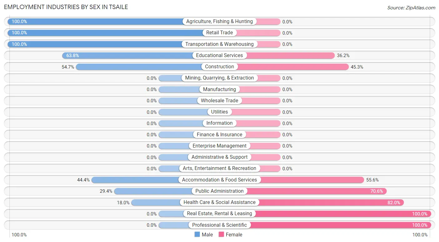 Employment Industries by Sex in Tsaile