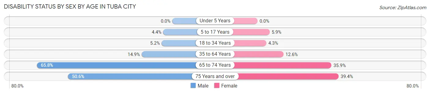 Disability Status by Sex by Age in Tuba City