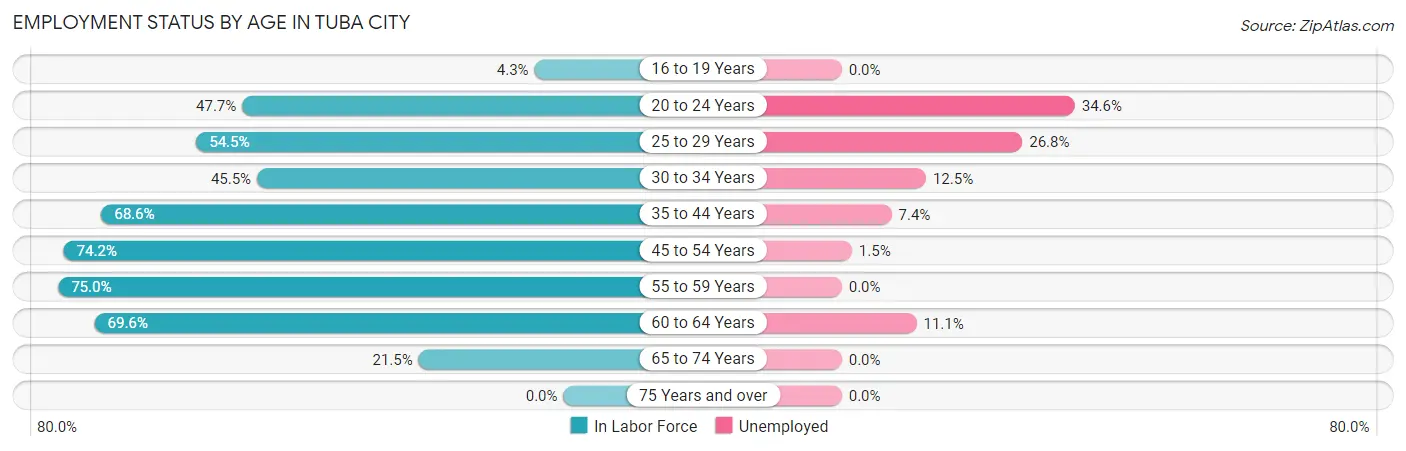 Employment Status by Age in Tuba City