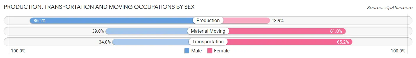 Production, Transportation and Moving Occupations by Sex in Tuba City