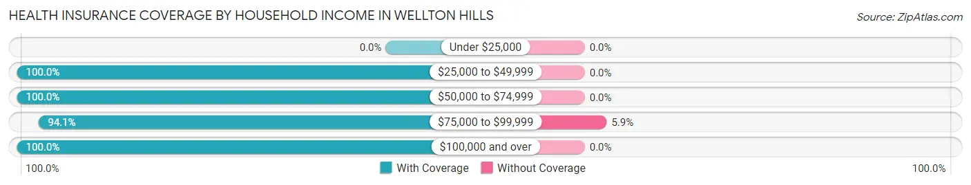 Health Insurance Coverage by Household Income in Wellton Hills