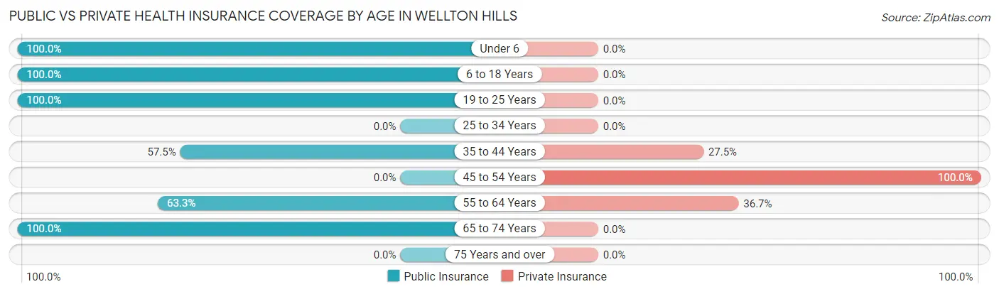 Public vs Private Health Insurance Coverage by Age in Wellton Hills