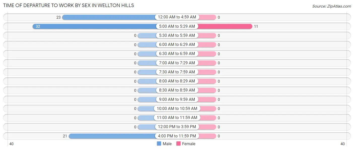 Time of Departure to Work by Sex in Wellton Hills