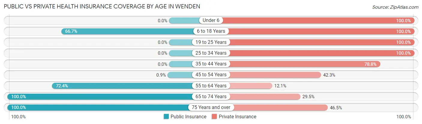 Public vs Private Health Insurance Coverage by Age in Wenden