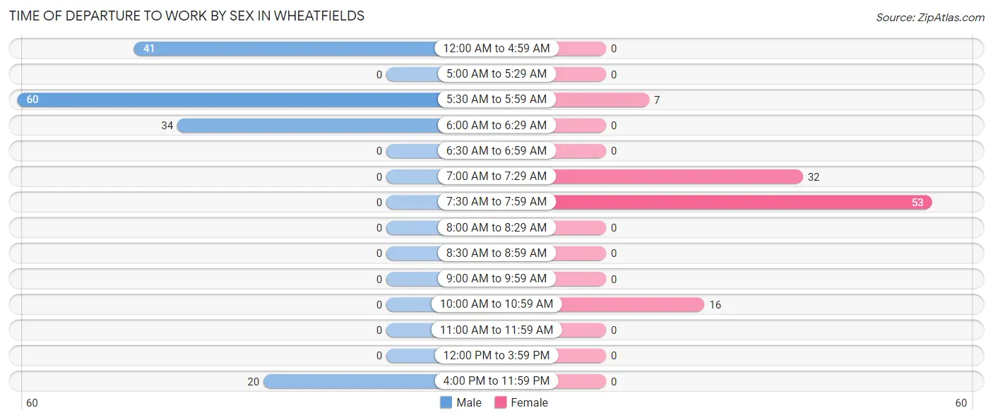 Time of Departure to Work by Sex in Wheatfields