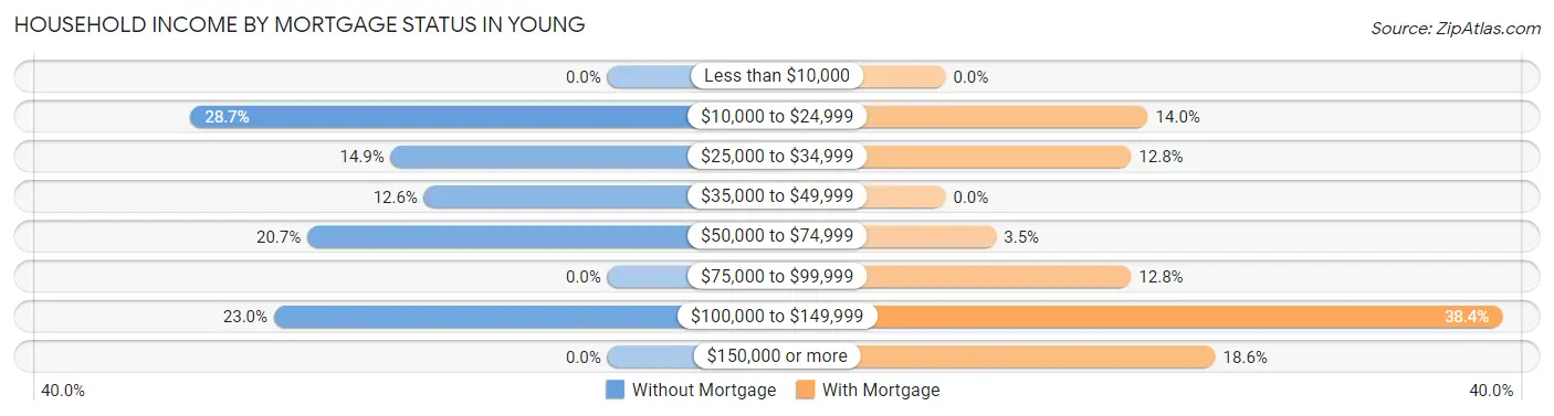 Household Income by Mortgage Status in Young