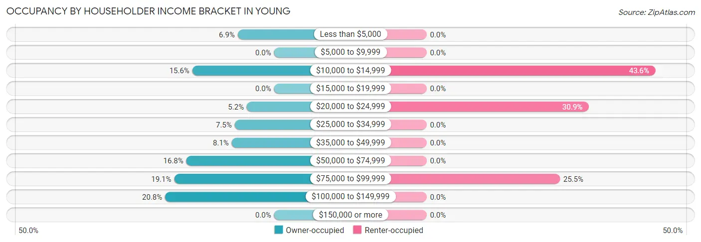 Occupancy by Householder Income Bracket in Young