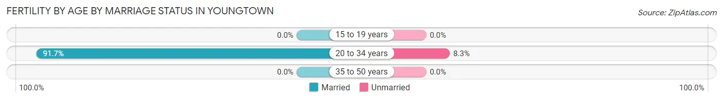 Female Fertility by Age by Marriage Status in Youngtown