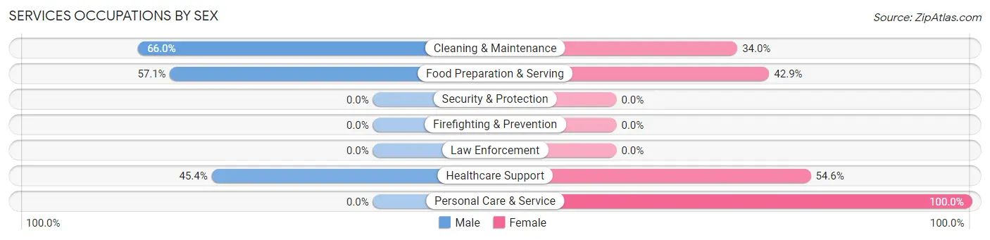 Services Occupations by Sex in Youngtown