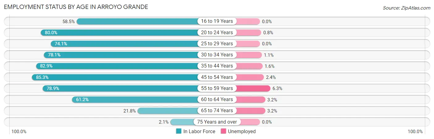 Employment Status by Age in Arroyo Grande