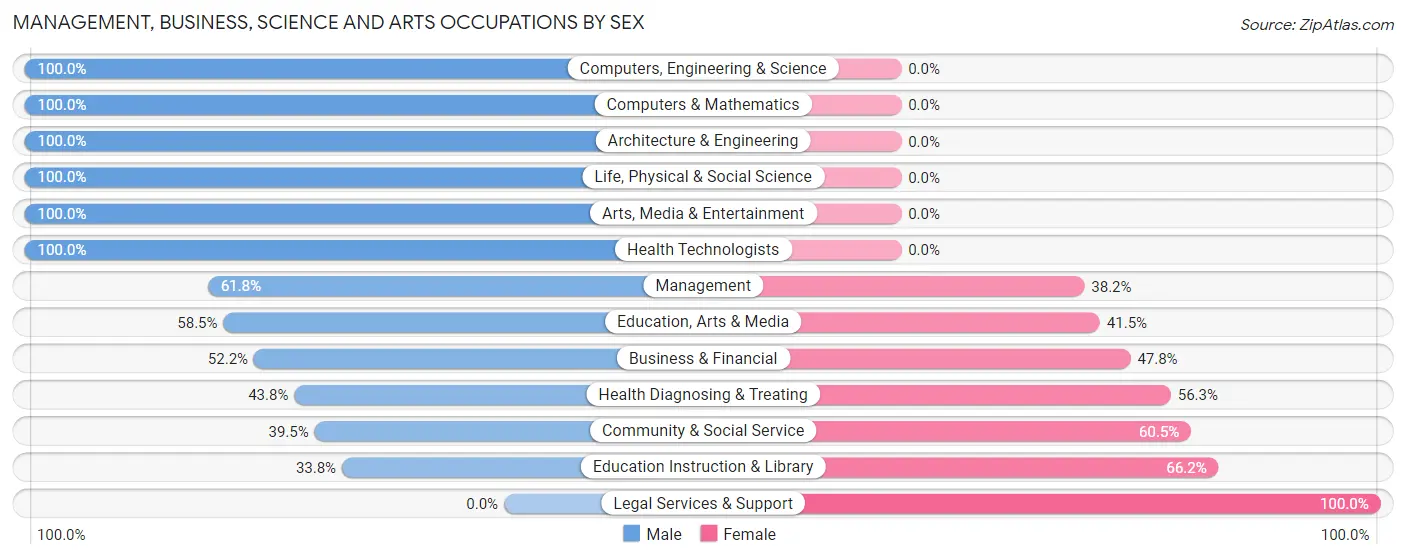 Management, Business, Science and Arts Occupations by Sex in Arvin