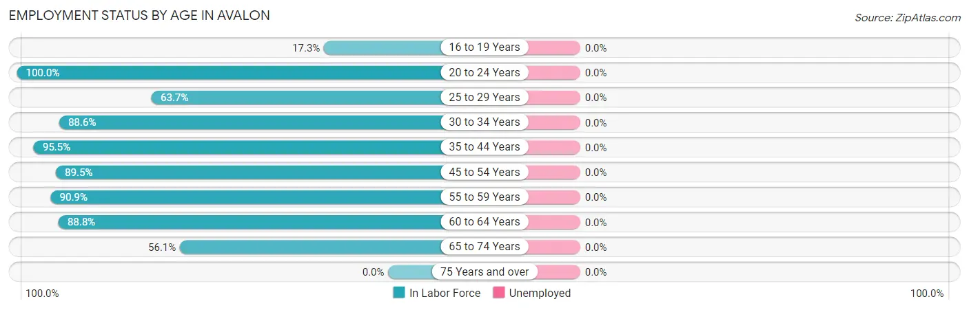 Employment Status by Age in Avalon