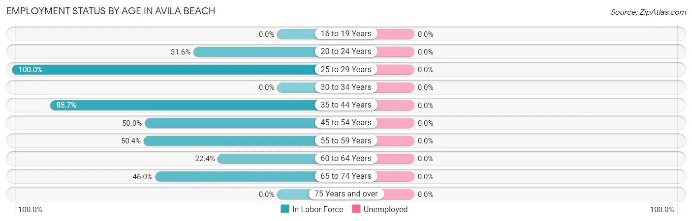Employment Status by Age in Avila Beach