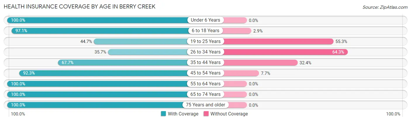Health Insurance Coverage by Age in Berry Creek