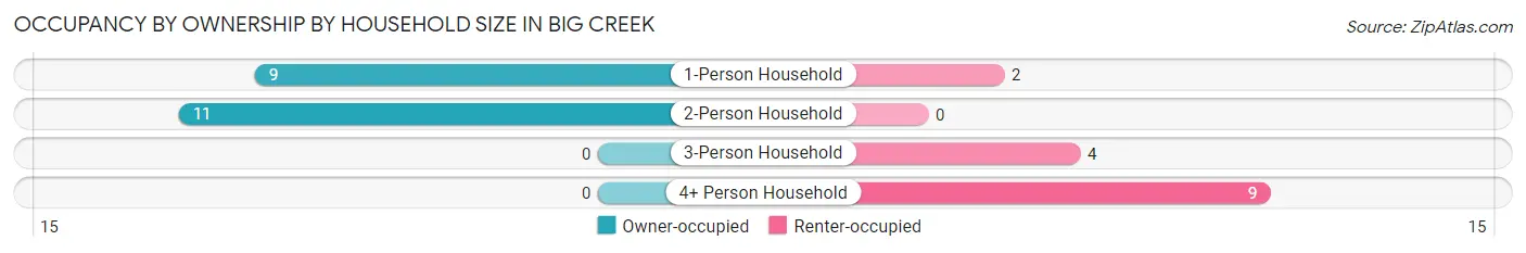 Occupancy by Ownership by Household Size in Big Creek