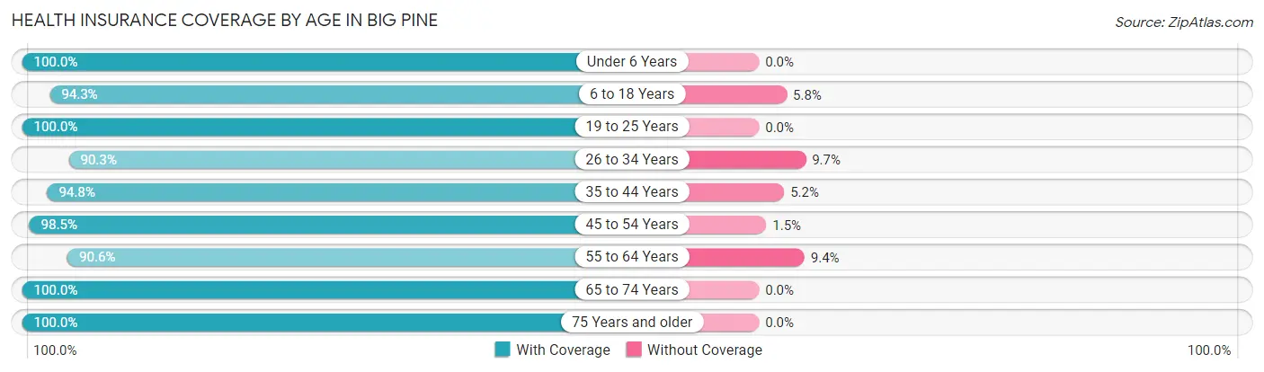 Health Insurance Coverage by Age in Big Pine