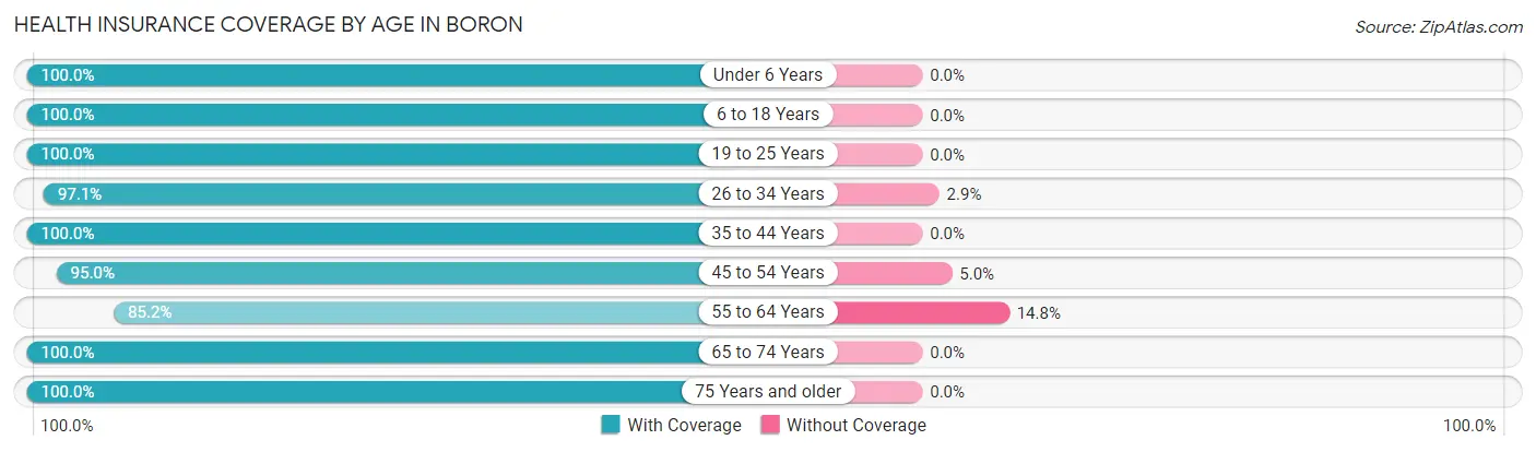 Health Insurance Coverage by Age in Boron