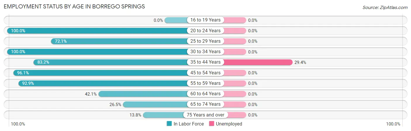 Employment Status by Age in Borrego Springs