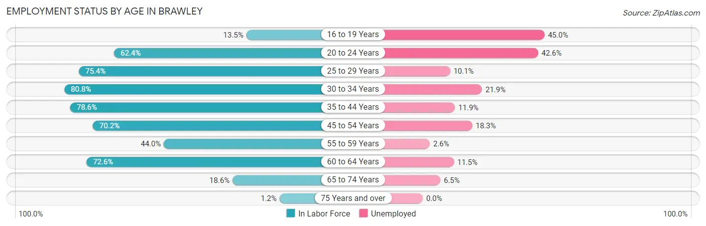 Employment Status by Age in Brawley