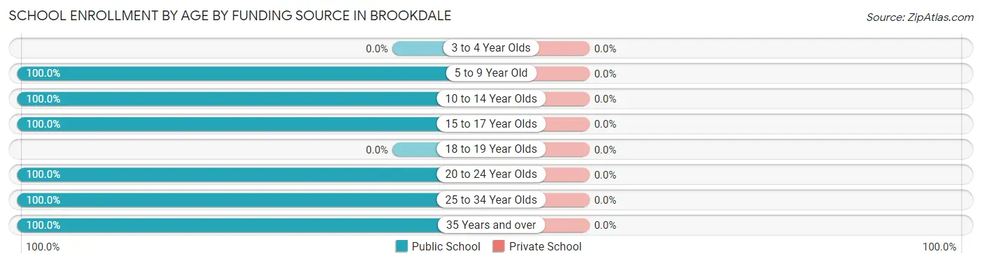 School Enrollment by Age by Funding Source in Brookdale