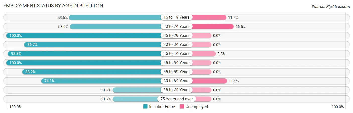 Employment Status by Age in Buellton