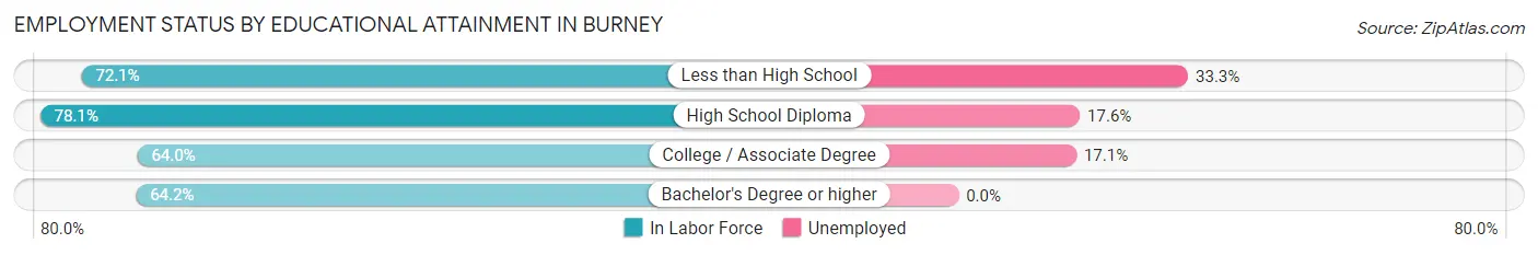 Employment Status by Educational Attainment in Burney
