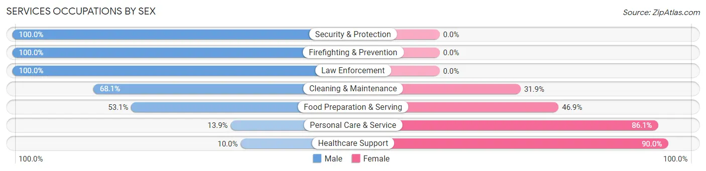 Services Occupations by Sex in California City
