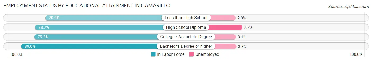 Employment Status by Educational Attainment in Camarillo