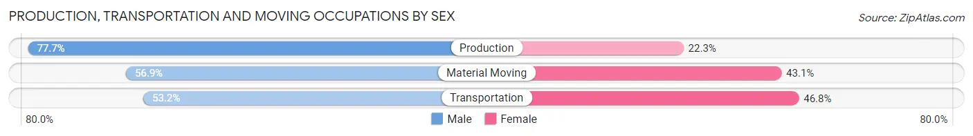 Production, Transportation and Moving Occupations by Sex in Cameron Park