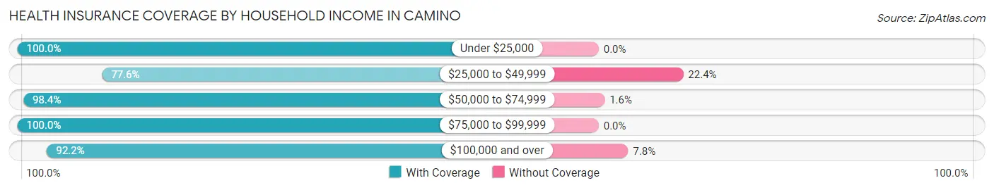 Health Insurance Coverage by Household Income in Camino