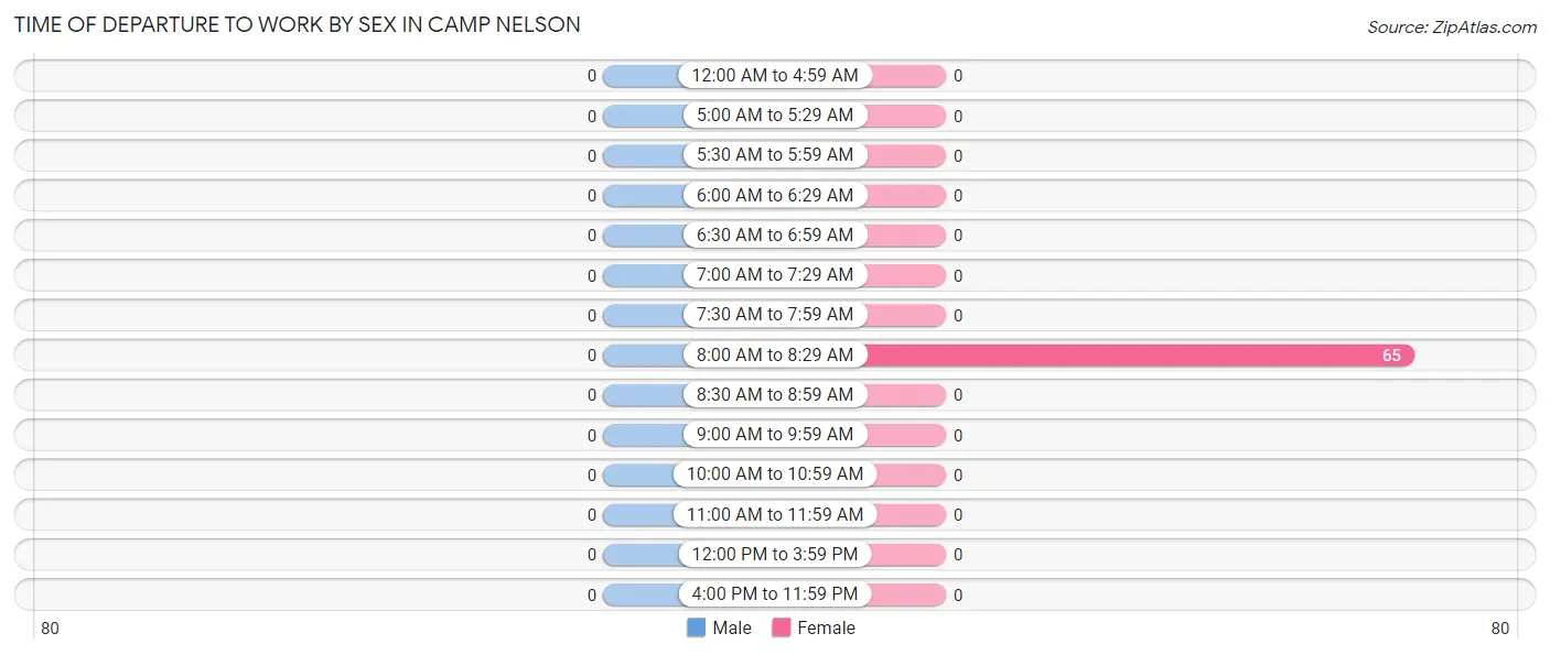 Time of Departure to Work by Sex in Camp Nelson